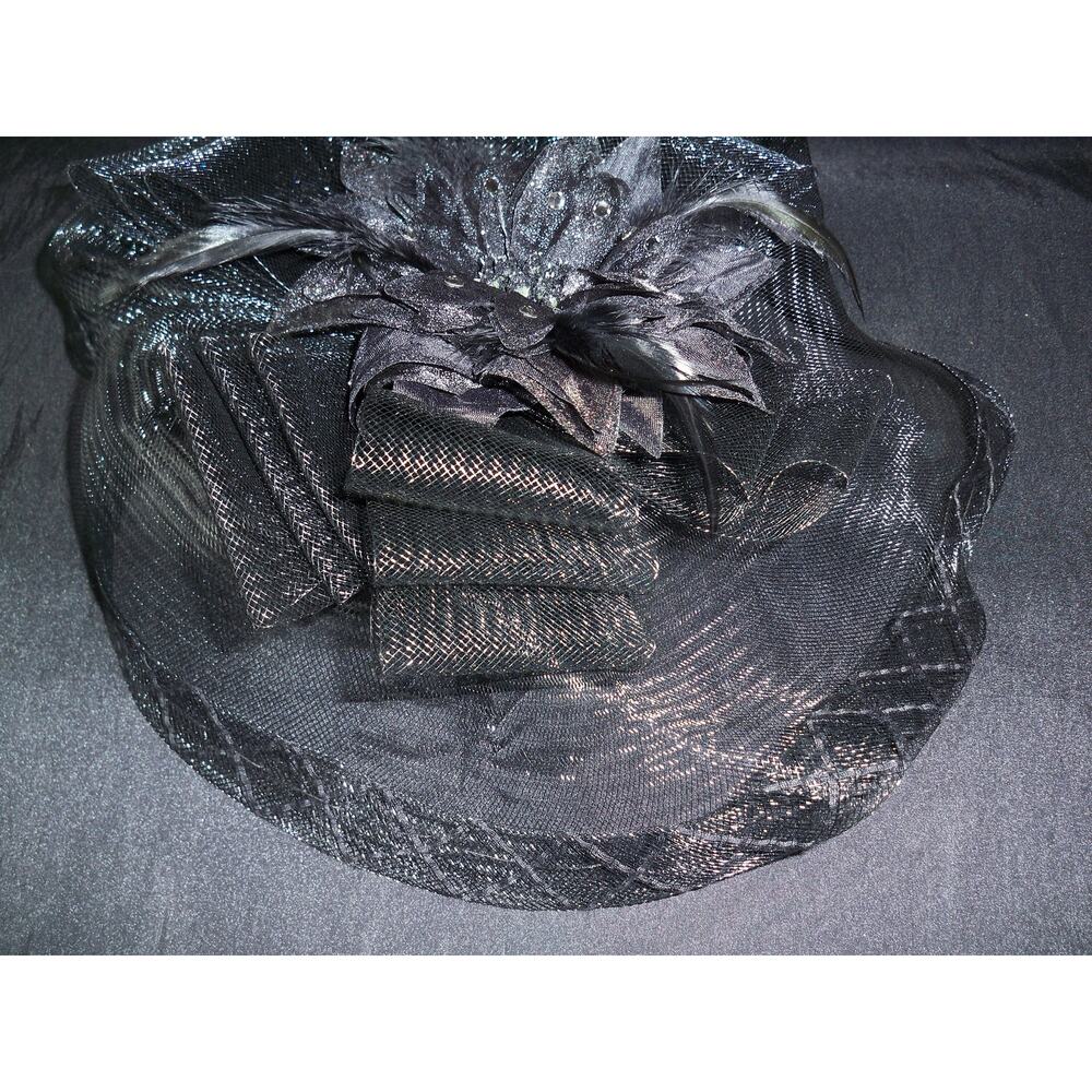 Black fascinator hat headpiece,  Kentucky derby mesh hat black hat, clip on